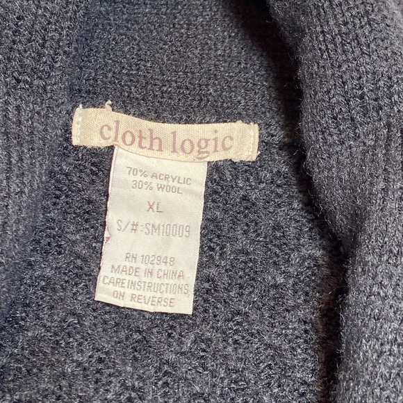 Cloth Logic Ladies XL Black Cable Knit Sweater V-Neck - Picture 4 of 9